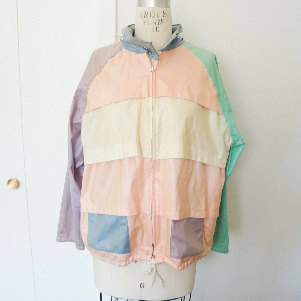 Vintag 80s/90s Jacket Pastel Colorblock Vinyl